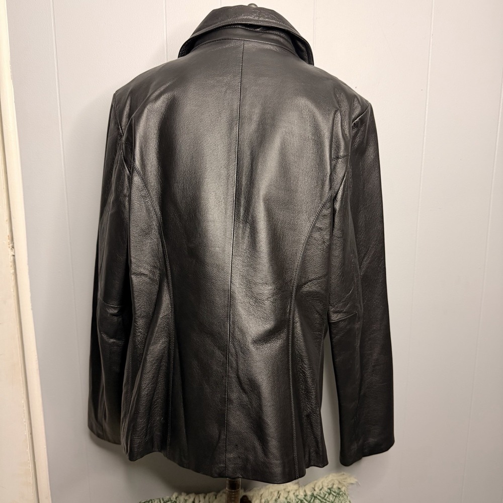 Vintage Worthington Women's Leather Jacket Size Large Black Zip Front Pockets - Picture 4 of 12